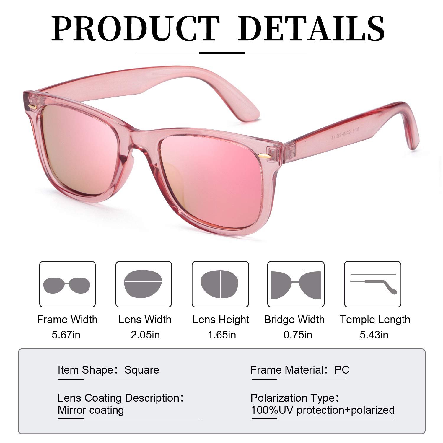 Жіночі поляризовані сонцезахисні окуляри Myiaur Classic з захистом від відблисків і 100% захистом від ультрафіолету, фото №5