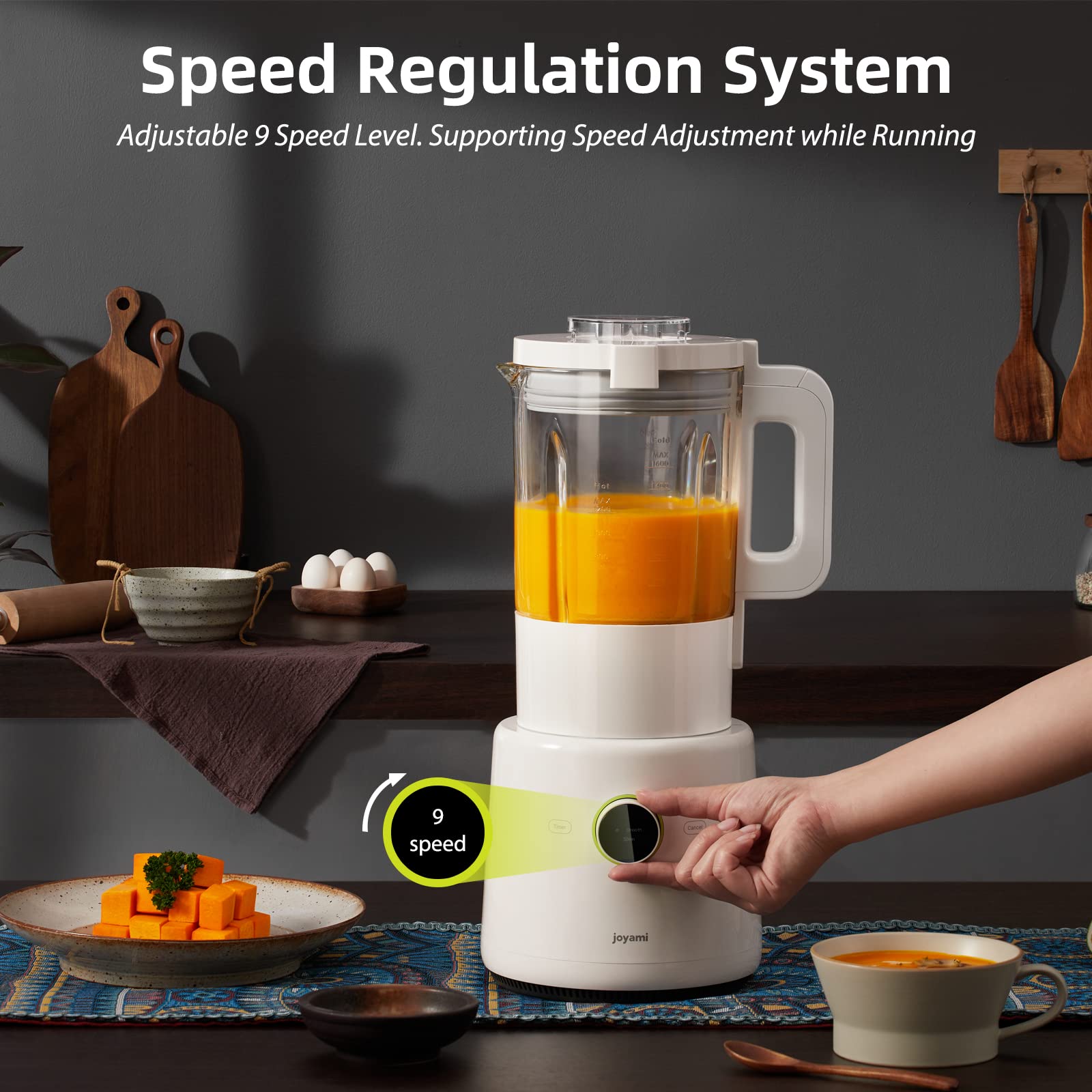 Блендер joyami Smart 1.6 л скляна чаша Повні функції керування через додаток WiFi гарячий та холодний самоочищення подрібнення льоду заморожені десерти суп білий, фото №2