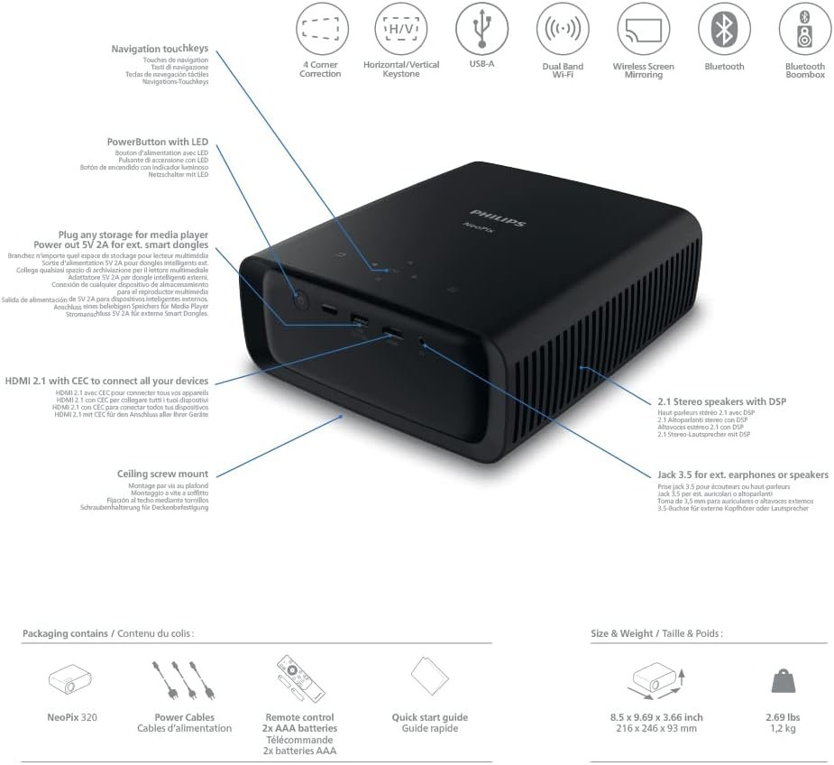 Проектор Philips NeoPix 320 Full HD Wi-Fi Bluetooth, фото №5