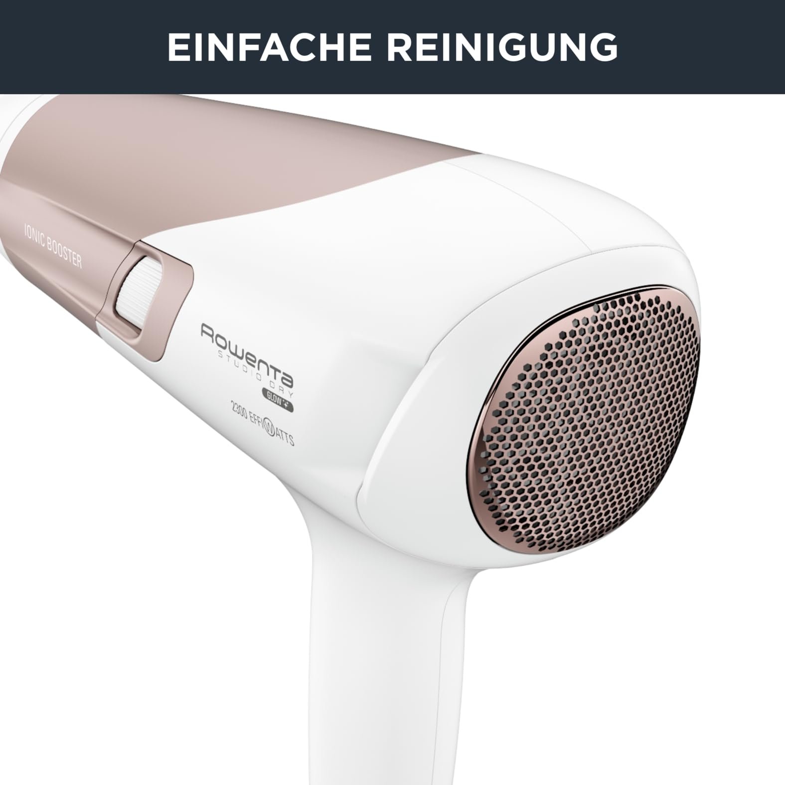 Фен Rowenta Studio Dry Glow CV5830, 2100 Вт, с диффузором для локонов, 3 температурных и 2 скоростных режима, функция ионизации, кнопка холодного воздуха, бело-розовое золото, фото №6