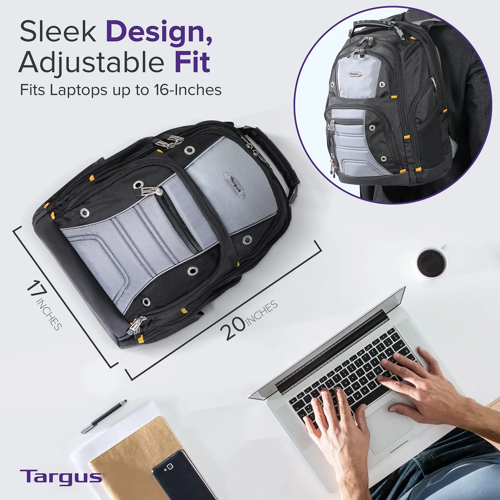 Рюкзак для ноутбука Targus DrifterTrek с портом USB Power Pass-Thru, фото №4 Рюкзак для ноутбука Targus DrifterTrek с портом USB Power Pass-Thru, фото №4