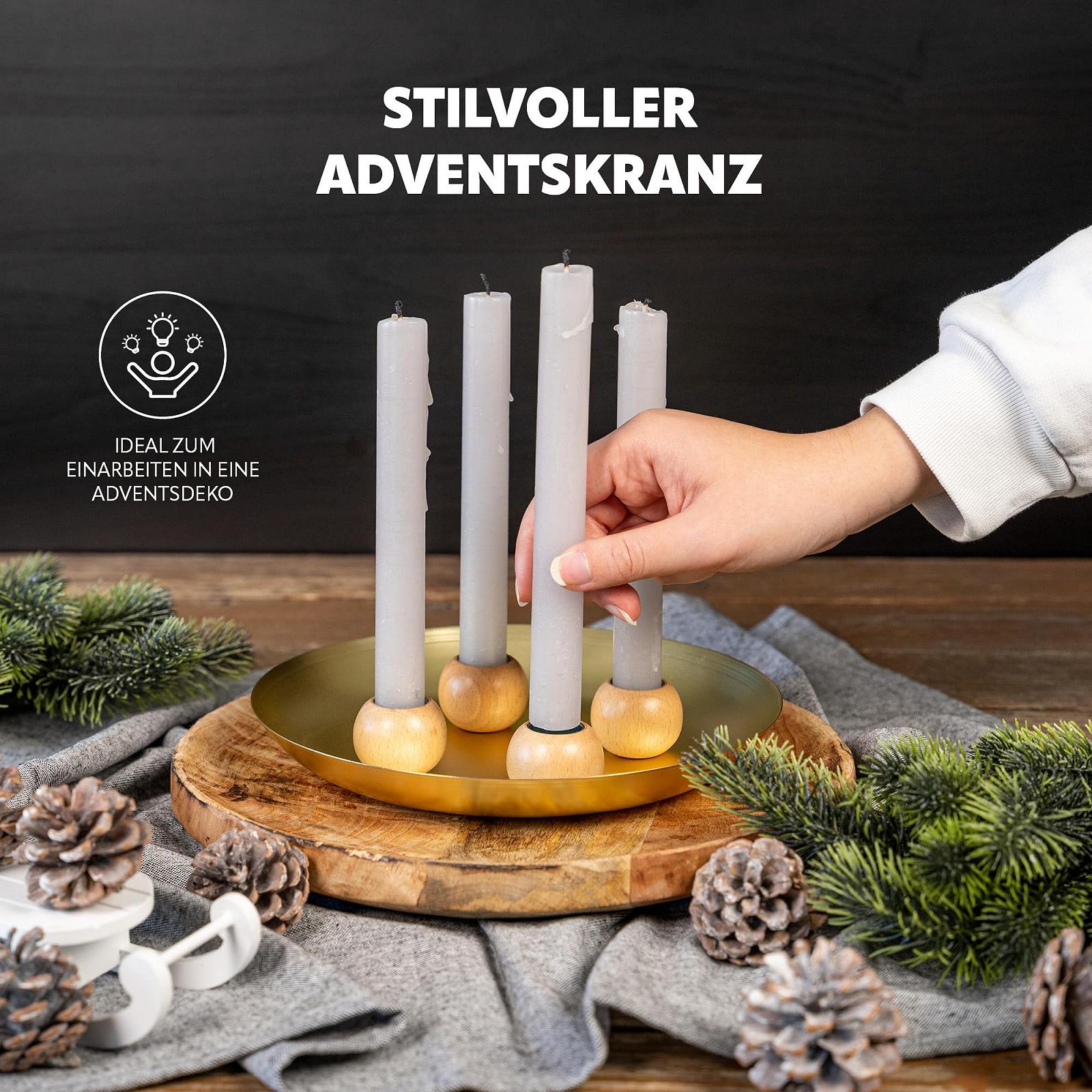 Тарілка для свічок bremermann з 4 магнітними тримачами для конічних свічок Метал/Дерево Золото, фото №4 Тарілка для свічок bremermann з 4 магнітними тримачами для конічних свічок Метал/Дерево Золото, фото №4