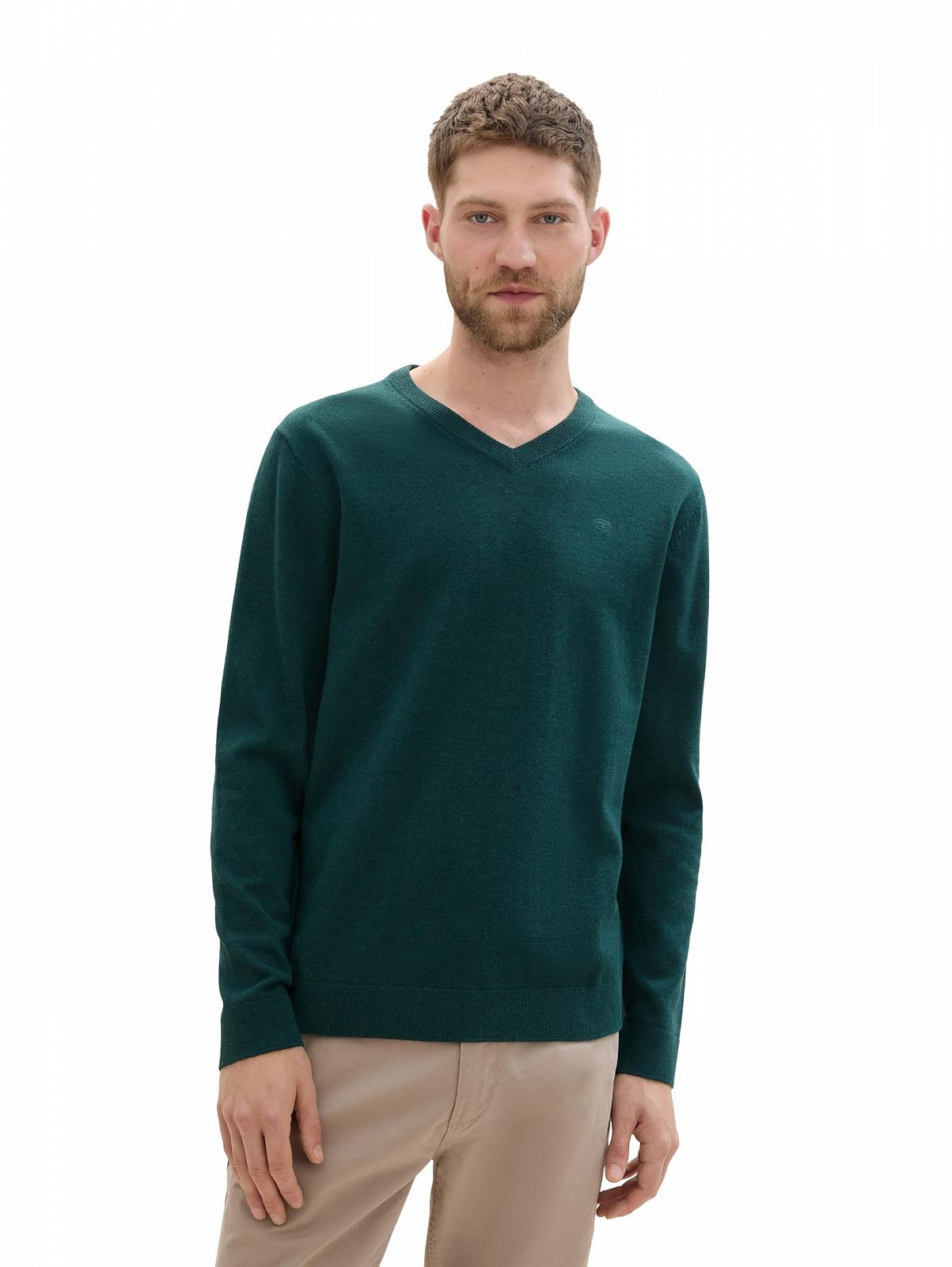 Джемпер в'язаний TOM TAILOR basic з V-подібним вирізом, фото №1