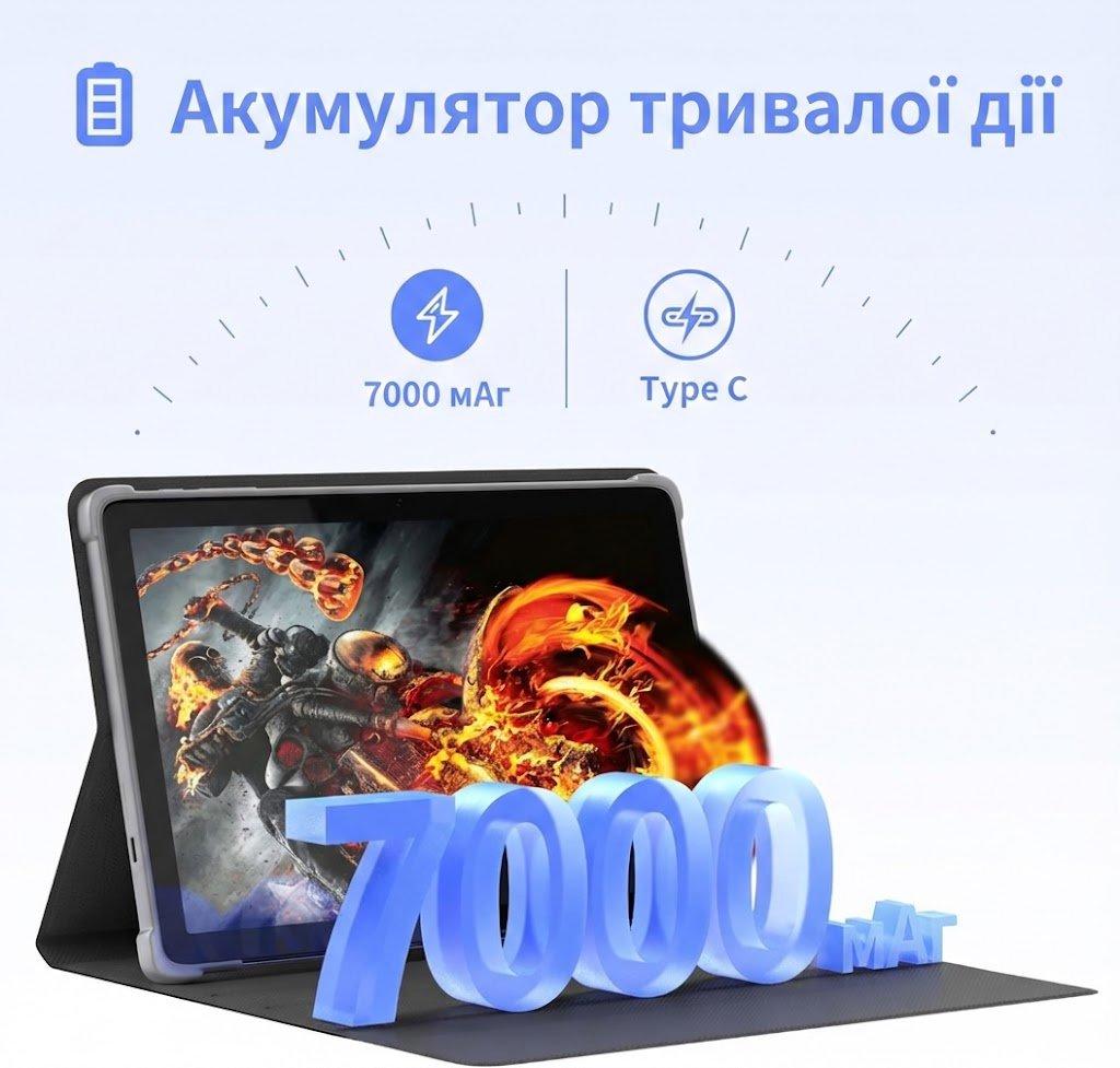 Планшет 10.1" Tibuta SmartPad E220 4+4/64Gb 8 ядер Android 13 7000 mAh Сірий, фото №4