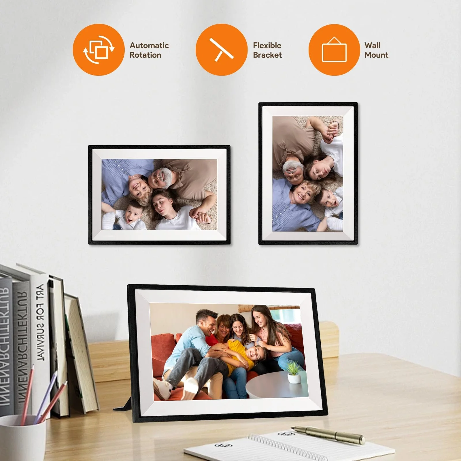 Цифровая фоторамка Aorpdd Frameo 10.1 дюйма WiFi 1280 x 800 HD IPS Сенсорный экран 32 GB Черная и белая, фото №7