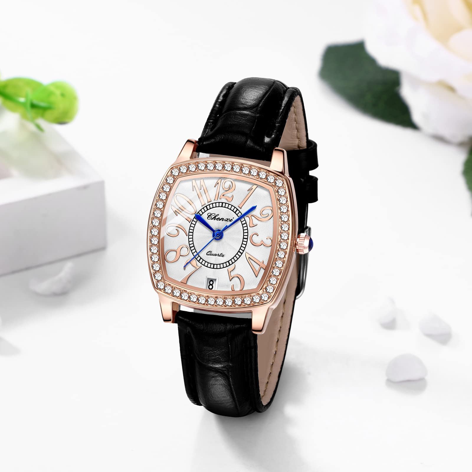 Жіночий Аналоговий Кварцовий Годинник JewelryWe Класичний Прямокутний/Круглий Календар дати Водонепроникний 30 м, фото №4