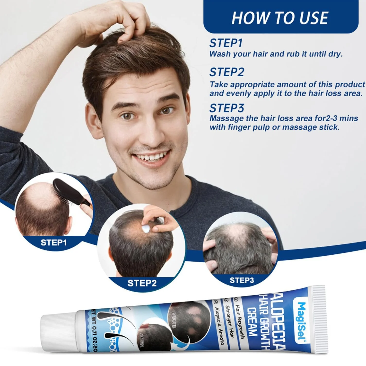 Крем против выпадения волос Cream, 20 г, ускоряет рост волос, эссенция для ухода за волосяными фолликулами, эффективный рост волос, фото №7