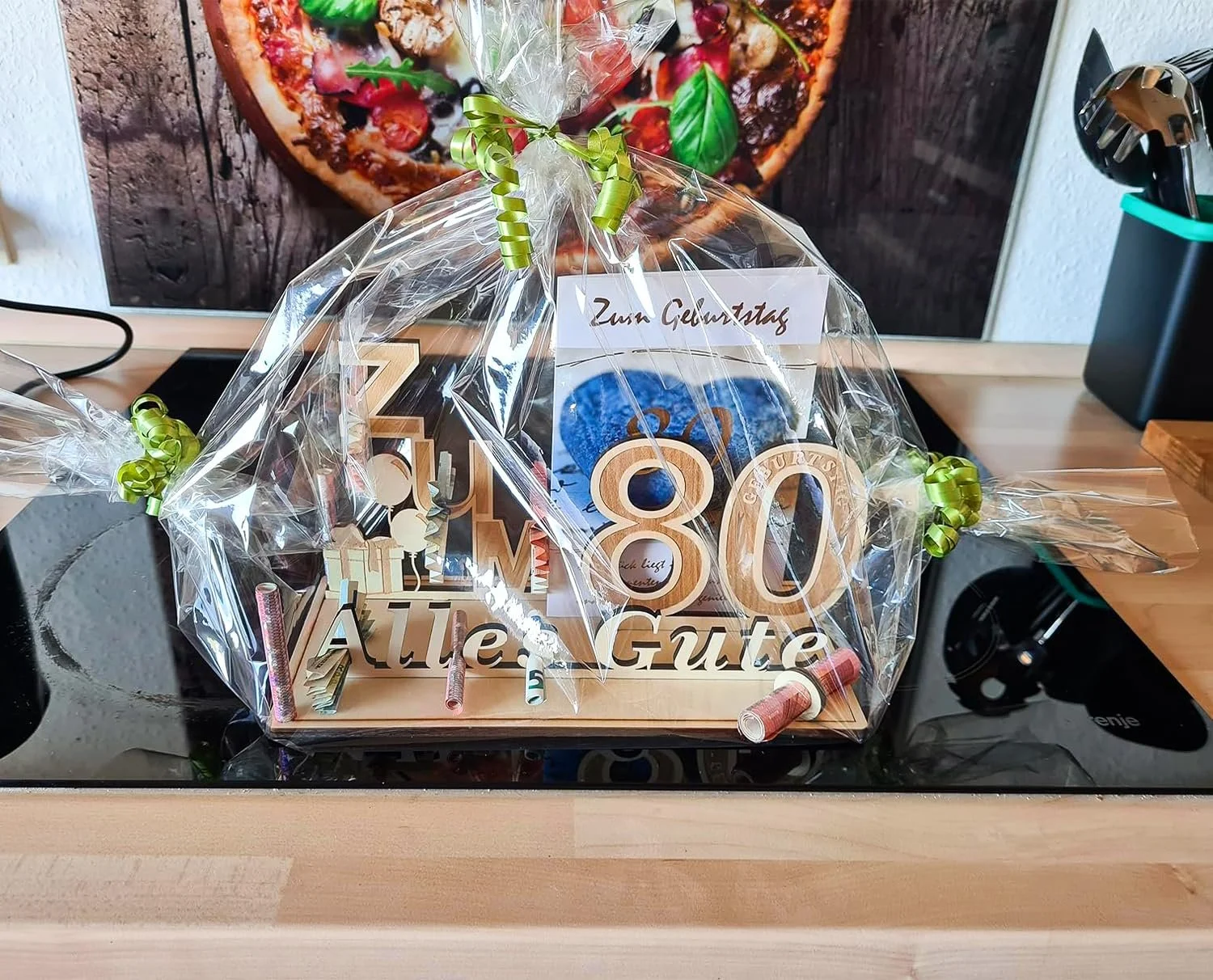 Грошові подарунки Giftota на день народження, подарунки на 75-річчя чоловікові/жінці, дерев'яна прикраса, фото №4