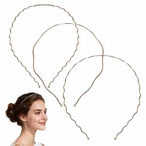 Обруч Металл Luxshiny Набор 3 шт. Волнистый Золотой - Фото 1