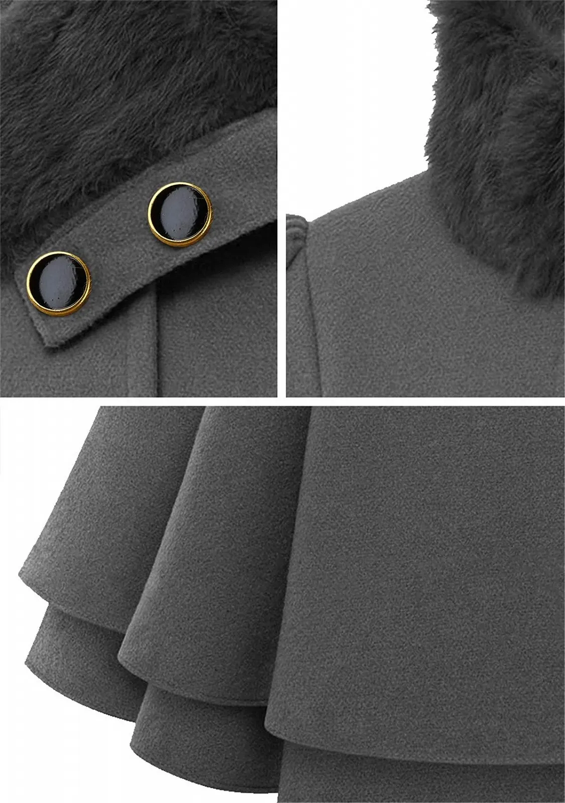 Пальто Yming с меховым воротником, длинный рукав, элегантное, двубортное, пояс, шерсть, повседневное, фото №3 Пальто Yming с меховым воротником, длинный рукав, элегантное, двубортное, пояс, шерсть, повседневное, фото №3