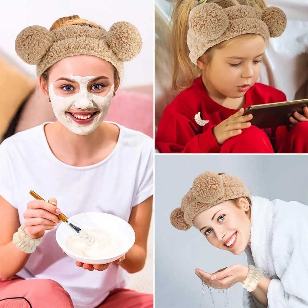 Пов'язка на голову для обличчя Ведмежі вушка Коричневий колір, фото №7