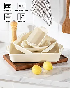 Набор форм для запекания Sweejar Home керамические прямоугольные с ручками 4 шт. Beige synthetic.ua - Фото 1