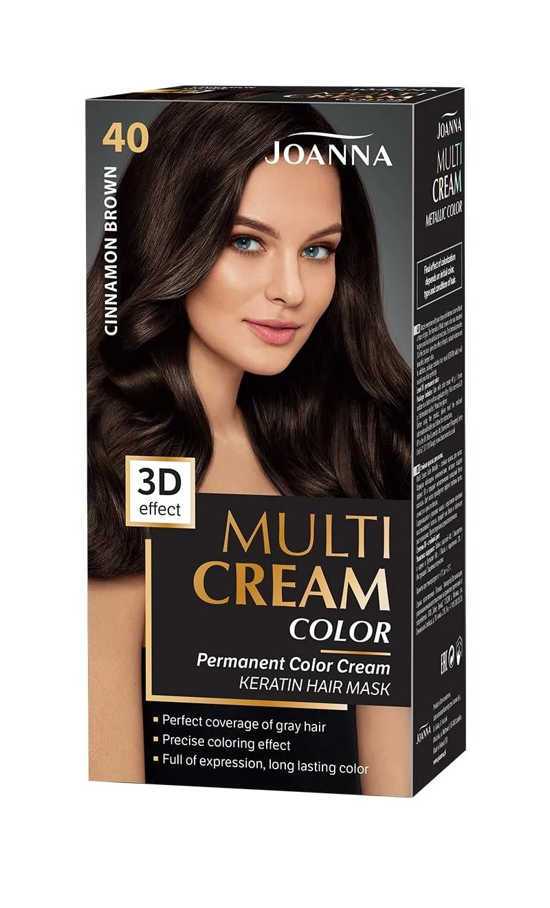 Краска для волос Joanna Multi Cream Colour для женщин - Обеспечивает стойкий цвет - Эффект 3D глубины - Закрашивает седину - Цвет для корней - Корица Коричневый 40, фото №1 Краска для волос Joanna Multi Cream Colour для женщин - Обеспечивает стойкий цвет - Эффект 3D глубины - Закрашивает седину - Цвет для корней - Корица Коричневый 40, фото №1
