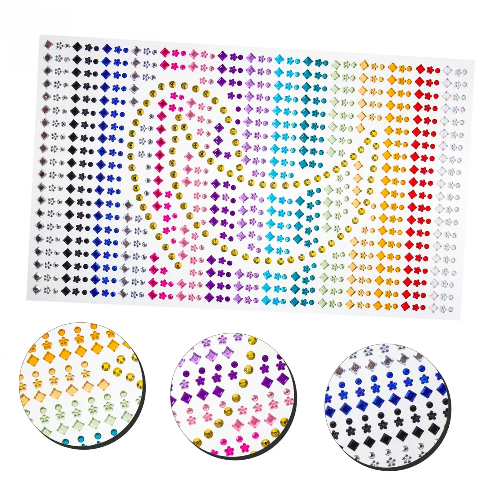 Стразы FRCOLOR 3 листа, наклейки для лица и тела, самоклеящиеся блестки для макияжа и рукоделия, различные дизайны для фестивалей, вечеринок и косплея, фото №6 Стразы FRCOLOR 3 листа, наклейки для лица и тела, самоклеящиеся блестки для макияжа и рукоделия, различные дизайны для фестивалей, вечеринок и косплея, фото №6