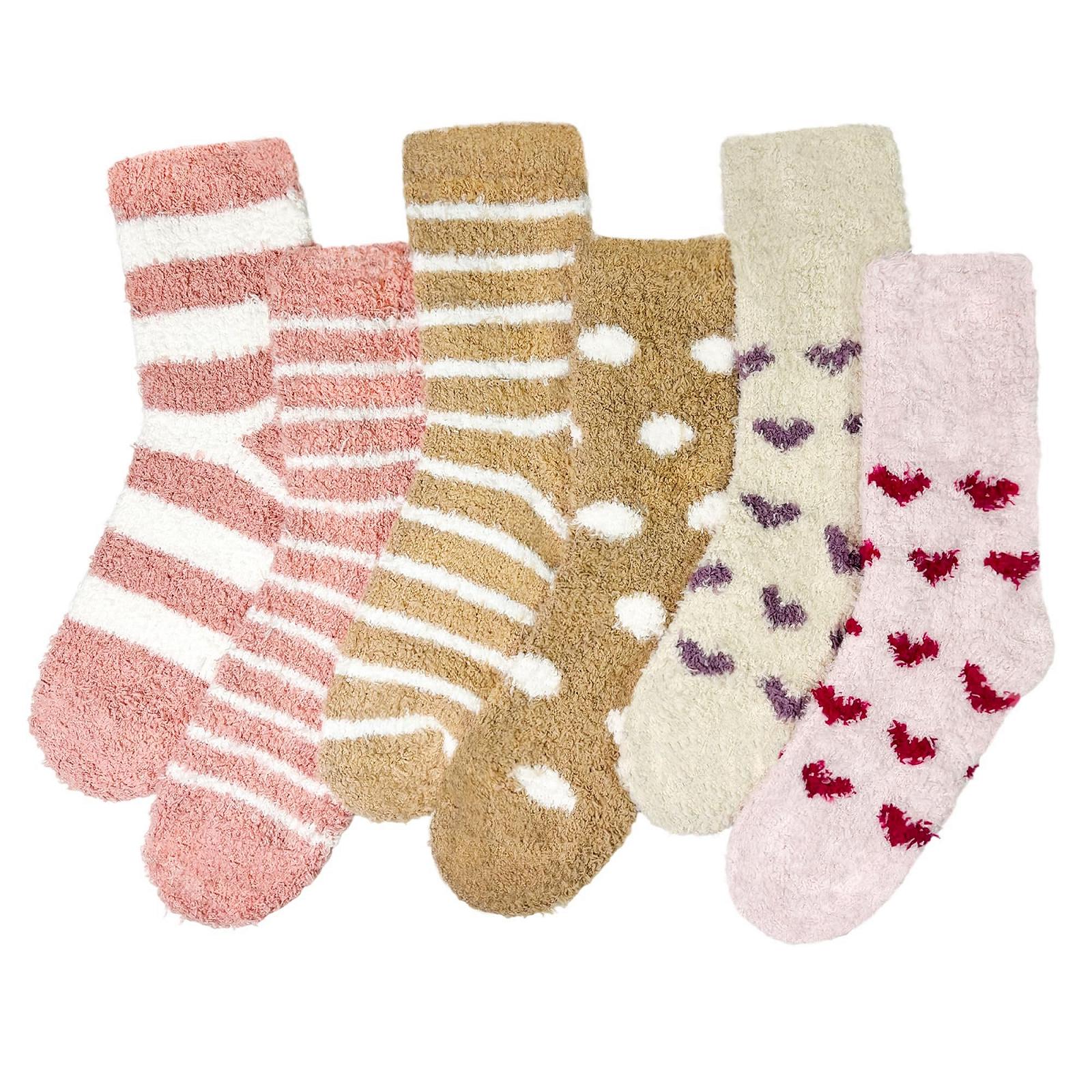 Носки Пушистые 6 пар (полоски, сердечки, горошек) Женские 39-42, 35-38, фото №1