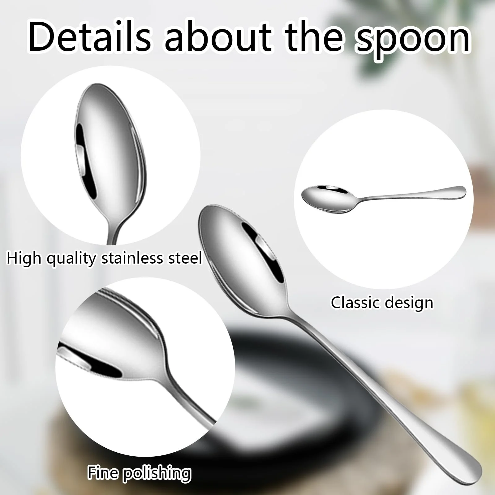 Ложка Столові прибори 8 штук Нержавіюча сталь, фото №4