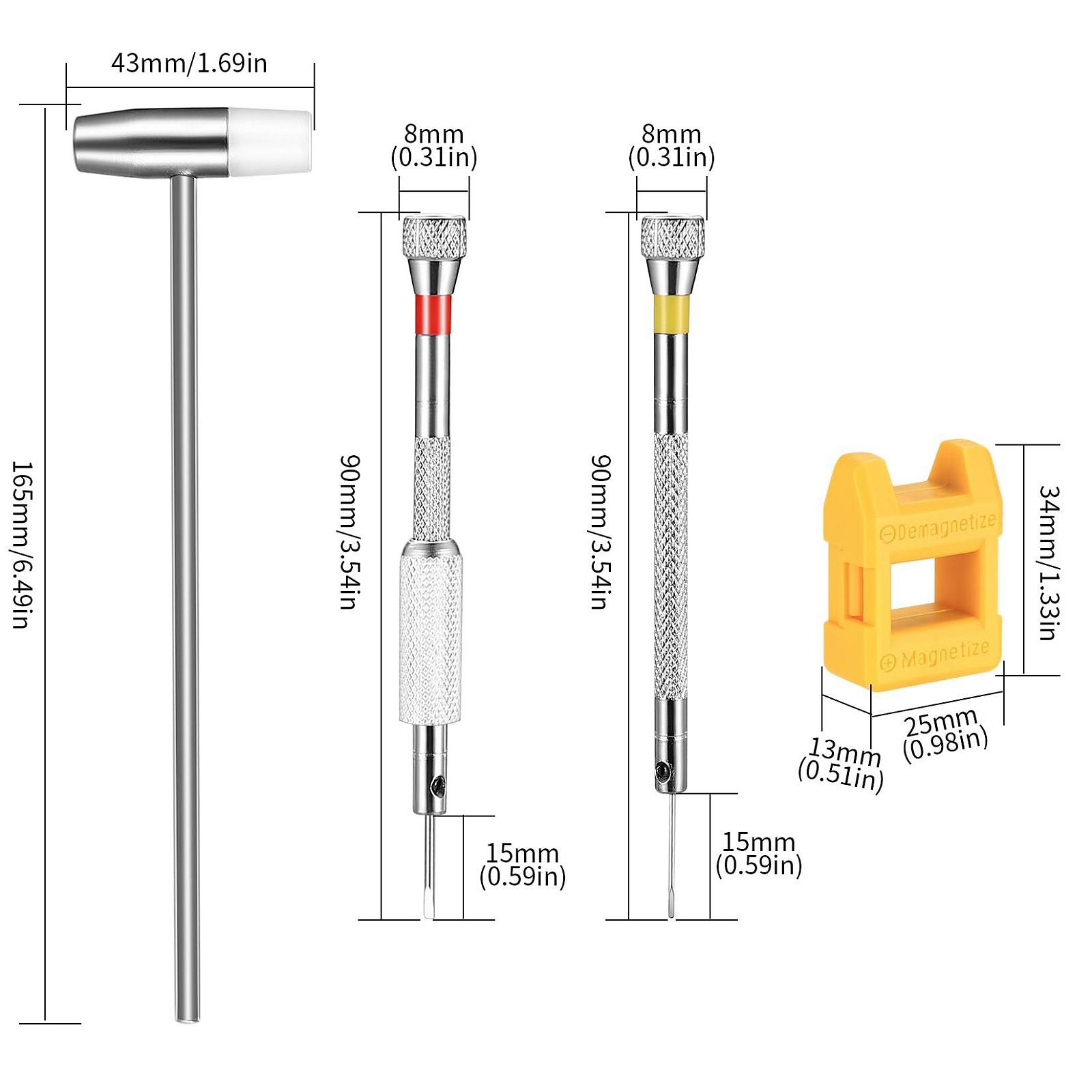 Набір викруток Watchmaker Precision 10 шт. для ремонту годинників окулярів з розмагнічувачем і молотком, фото №2 Набір викруток Watchmaker Precision 10 шт. для ремонту годинників окулярів з розмагнічувачем і молотком, фото №2