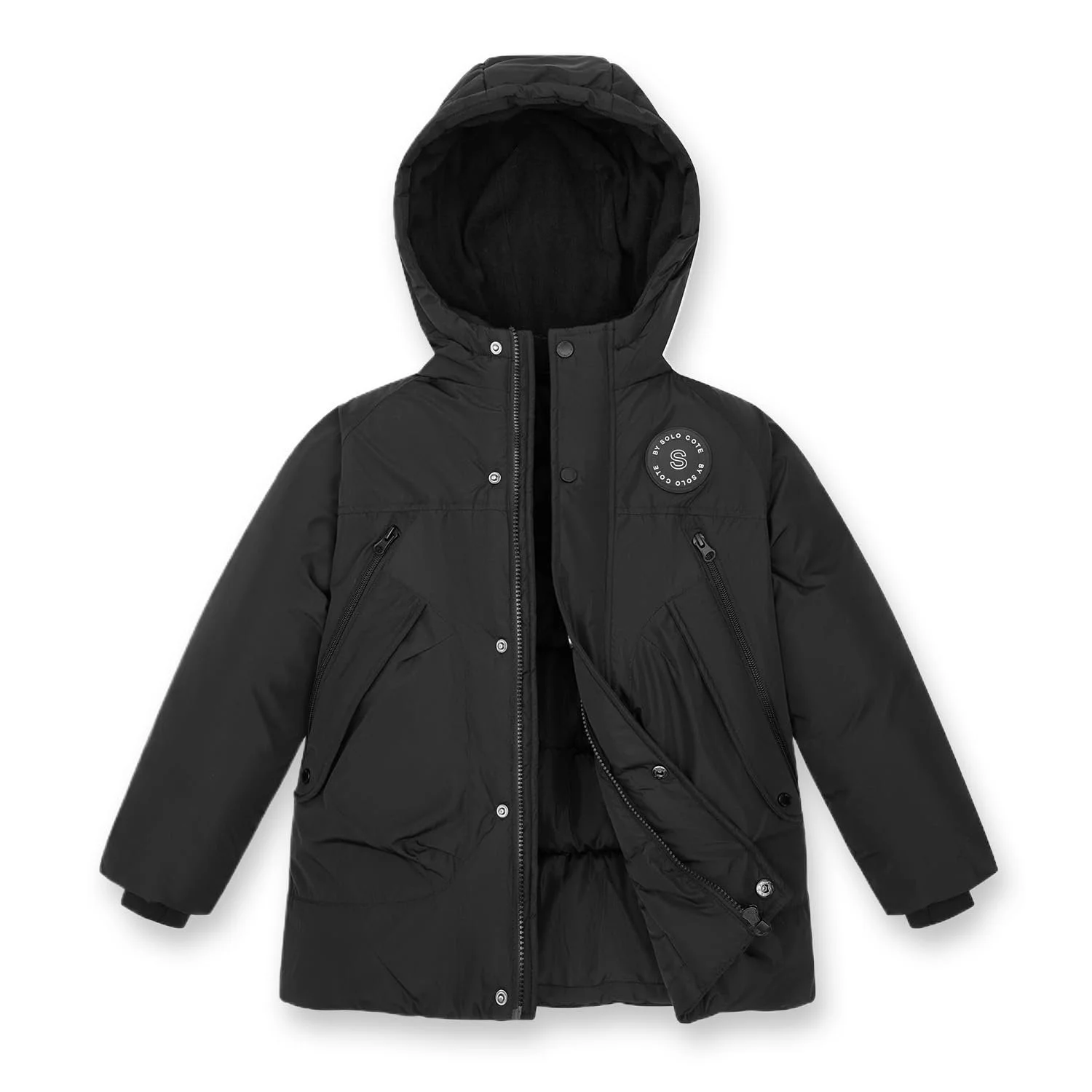 Зимова куртка з капюшоном для хлопчиків Sunny Sprout, утеплена пуховик з вітрозахисними рукавами та флісовою підкладкою, фото №2