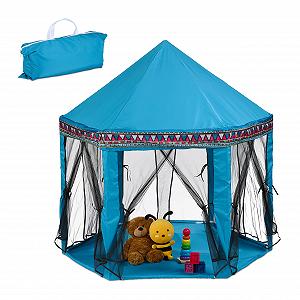 Игровой шатер Relaxdays шестиугольный бирюзовый, 135 x 140 x 140 см - Фото 1