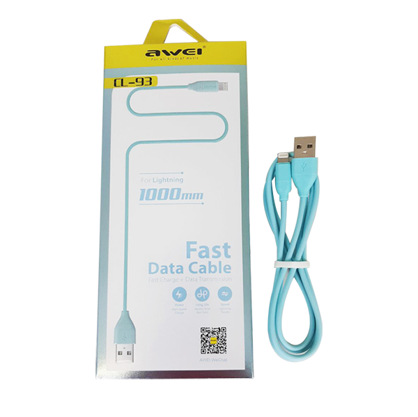 Кабель для iPhone Awei CL-93 Lightning Голубой, фото №1