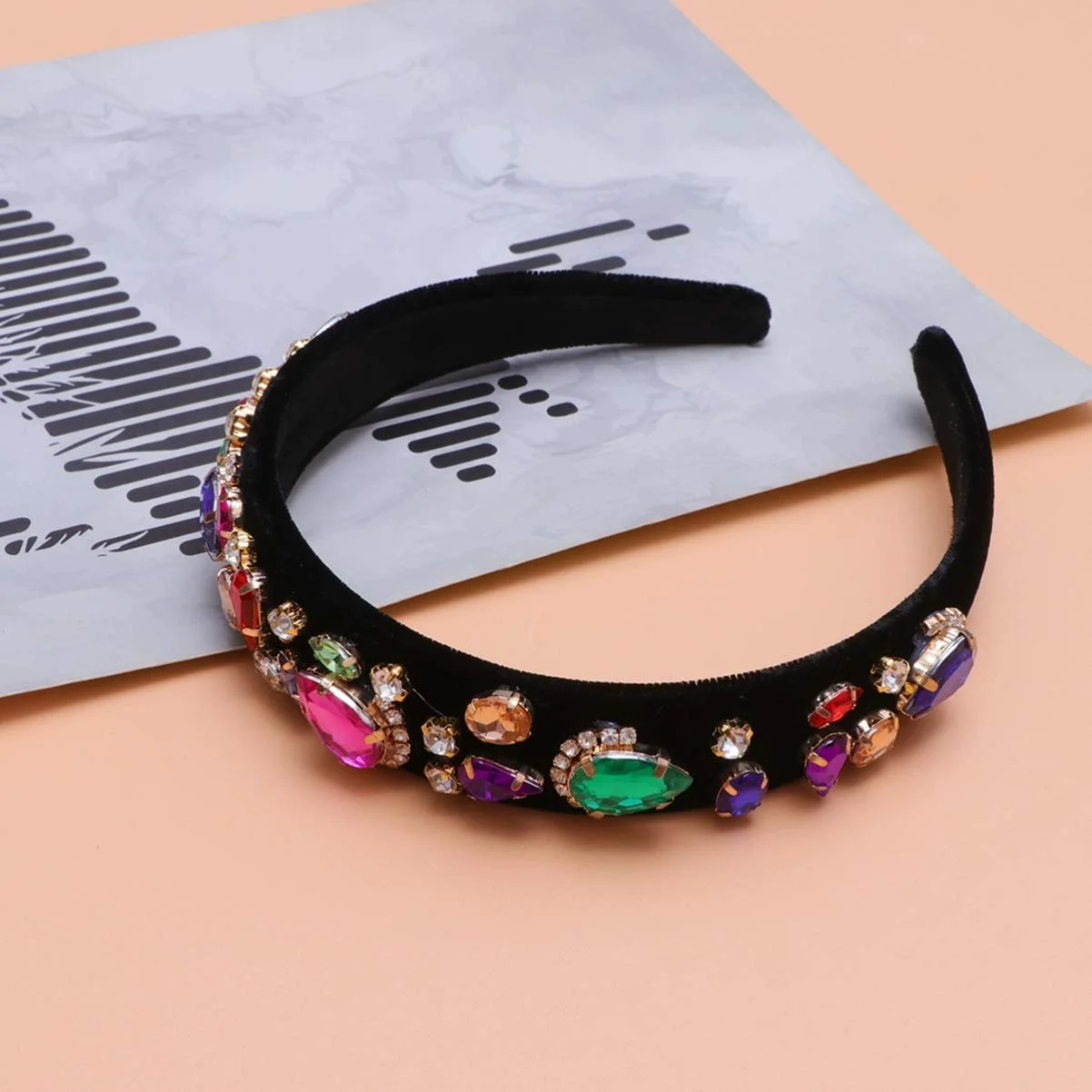 Обруч на голову HEALLILY Широка Зі Стразами Діамант Самоцвіт, фото №8