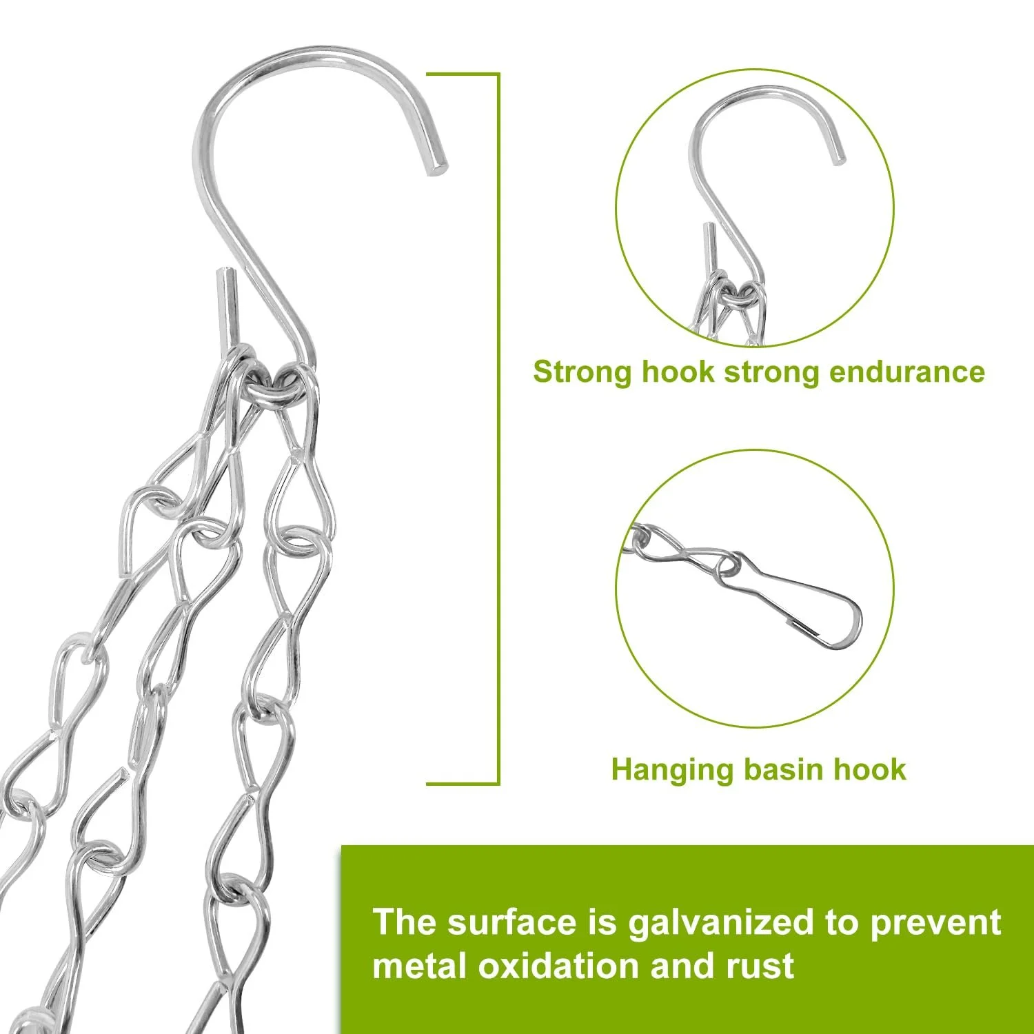 Набор цепочек для подвешивания 9 шт. металлические с крючками Серебристые, фото №7