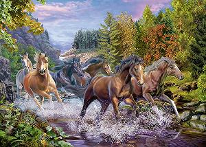 Пазл Ravensburger Rushing River Horses XXL 100 элементов synthetic.ua - Фото 1
