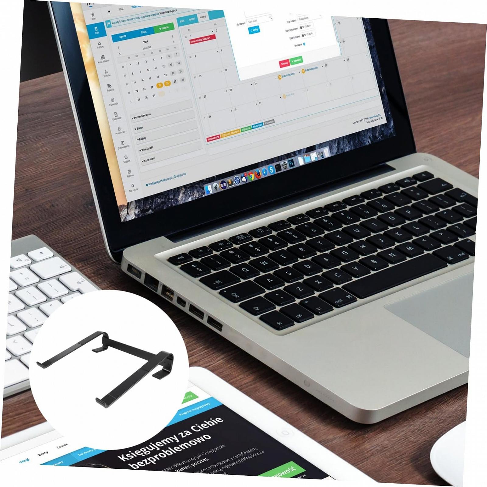 Подставка для ноутбука алюминиевая, эргономичная складная, для стола, прочная портативная, с рассеиванием тепла, черная, фото №3