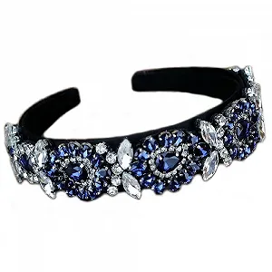 Обруч Turbo Элегантный Праздничный Вечерний В горошек Brillabenny Голубой Хрусталь - Фото 1