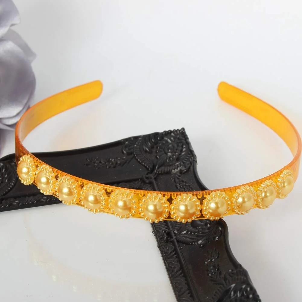 Обруч для волосся з квітами та бісером Designer Boho, жовтий, фото №2