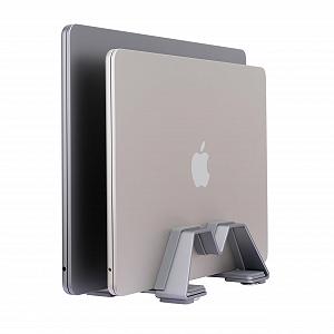 Підставка для ноутбука вертикальна подвійна, алюмінієва, регульована - Підтримує 2 пристрої, універсальна для всіх ноутбуків synthetic.ua - Фото 1