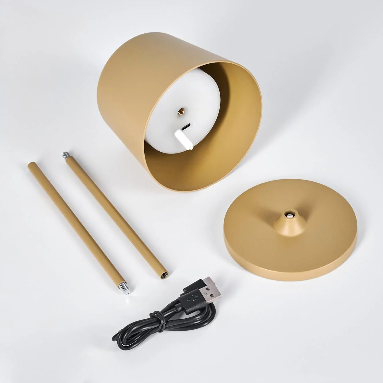 Настільна лампа HOFSTEIN Belece LED набір з 2 шт. метал / пластик акумуляторна USB-C IP44 Бежевий/Білий, фото №6