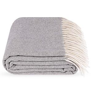 Шерстяной плед Lanavitta Cashmere "Polo" - Роскошный плед и покрывало - Уютный диван и одеяло из 50% шерсти и 50% кашемира - Серый - 140 x 200 см - Фото 1