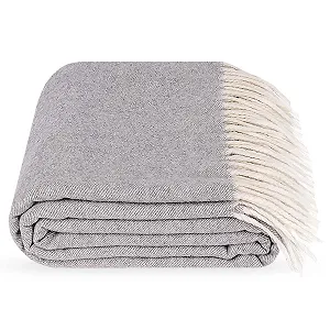 Шерстяной плед Lanavitta Cashmere "Polo" - Роскошный плед и покрывало - Уютный диван и одеяло из 50% шерсти и 50% кашемира - Серый - 140 x 200 см - Фото 1