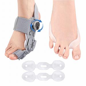 Шина для корекції Hallux Valgus, регульована, кнопкові шини з 4 кутами фіксації, 2 ремені для корекції пальців, для лівої/правої ноги, сіра - Фото 1