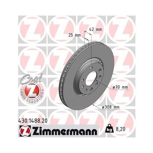 Тормозной диск ZIMMERMANN COAT Z 430.2611.20 для OPEL задняя ось, фото №5