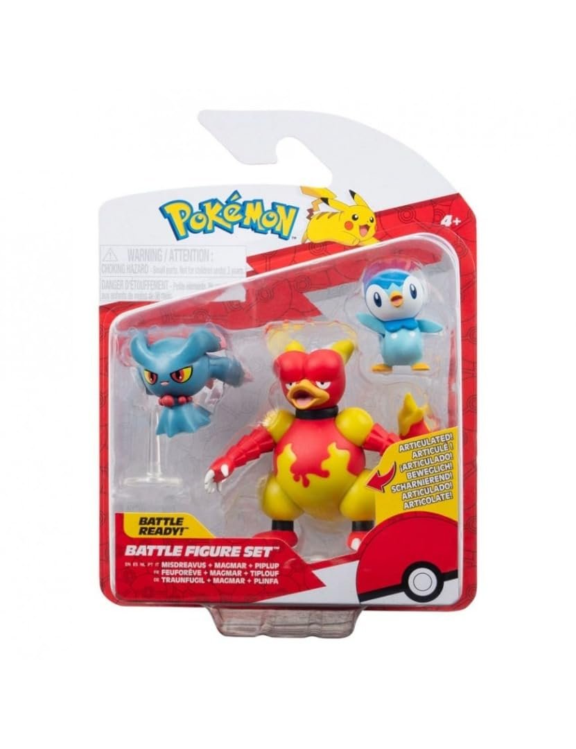Набор боевых фигурок Pokémon Plinfa, Traunfugil, Magmar, официальный набор фигурок, фото №1