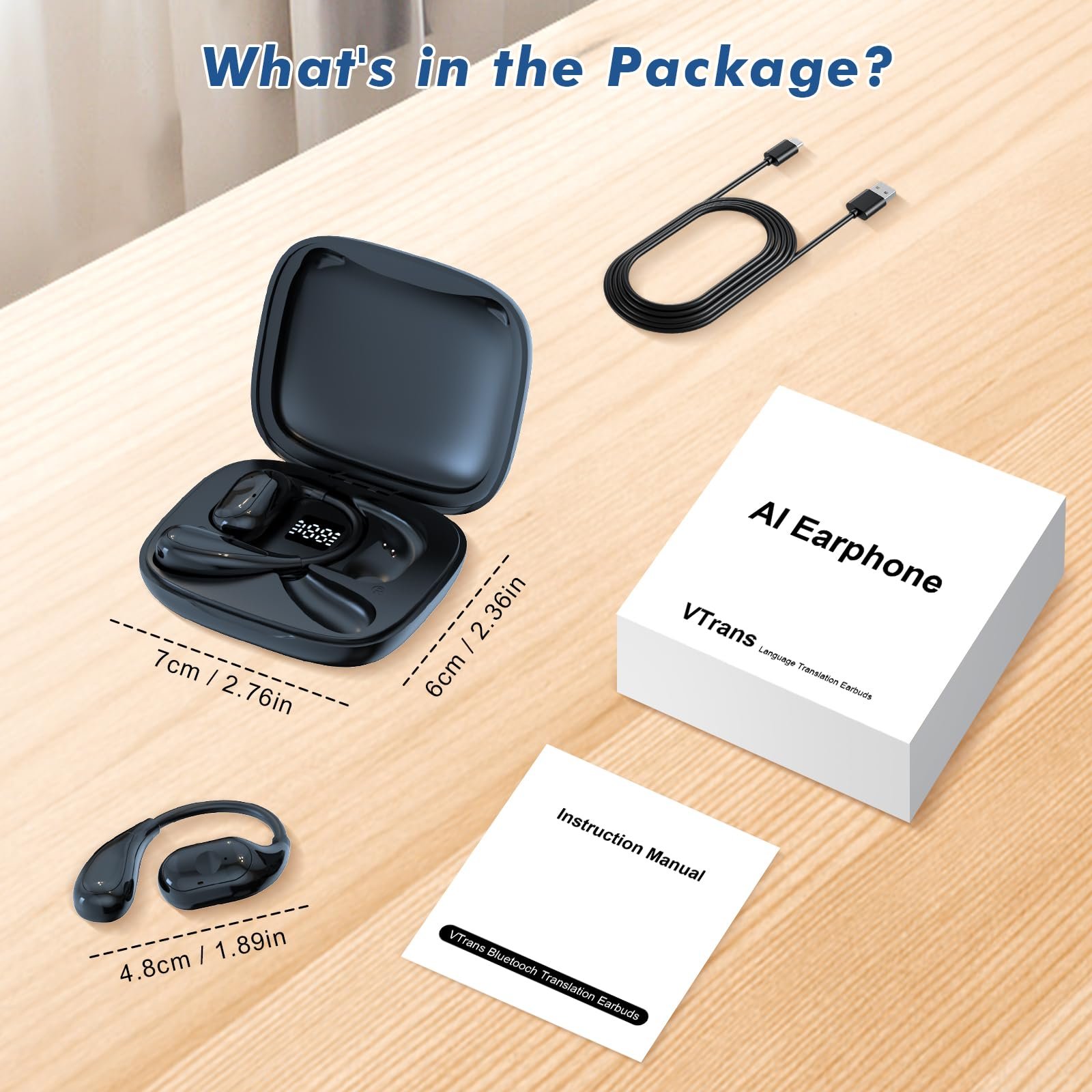 Навушники-перекладачі KI, з перекладом у реальному часі, 6 режимів, фото №9