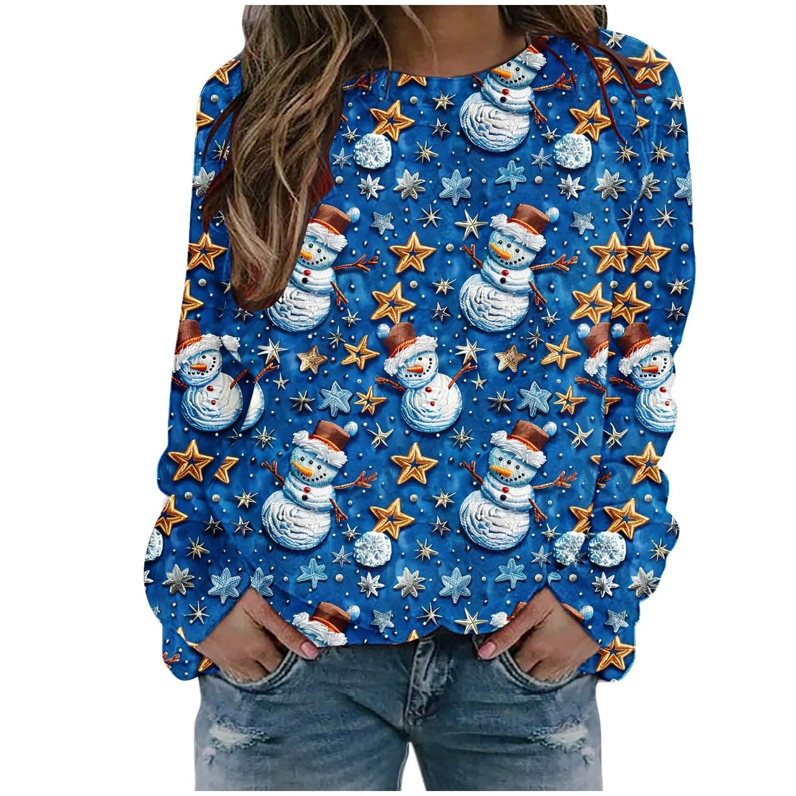 Різдвяний светр Жіночий з довгими рукавами Круглий виріз, фото №1 Різдвяний светр Жіночий з довгими рукавами Круглий виріз, фото №1