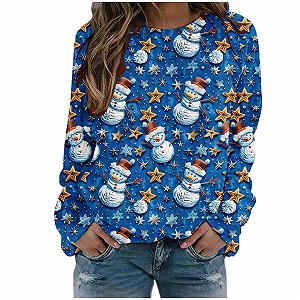 Купить Рождественский свитер Женский Длинный рукав Круглый вырез Веселый Рождество Разноцветный С принтом Снеговик Толстовка Большой размер Мягкий свитер - Фото 1 Рождественский свитер Женский Длинный рукав Круглый вырез Веселый Рождество Разноцветный С принтом Снеговик Толстовка Большой размер Мягкий свитер - Фото 1
