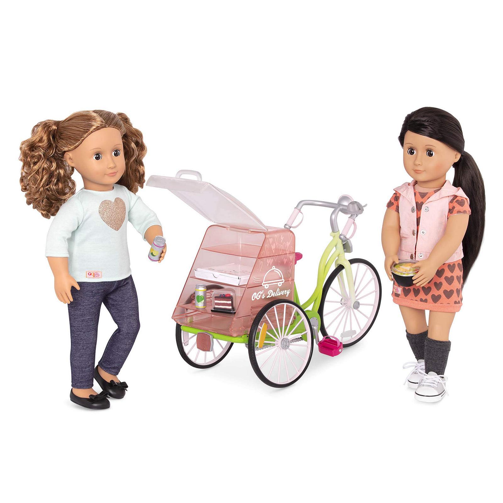 Комплект Our Generation Bicycle Set Delivery Basket Іграшкова їжа Аксесуари для ляльок (46 см) Великий для дітей від 3 років Вантажний велосипед, фото №7