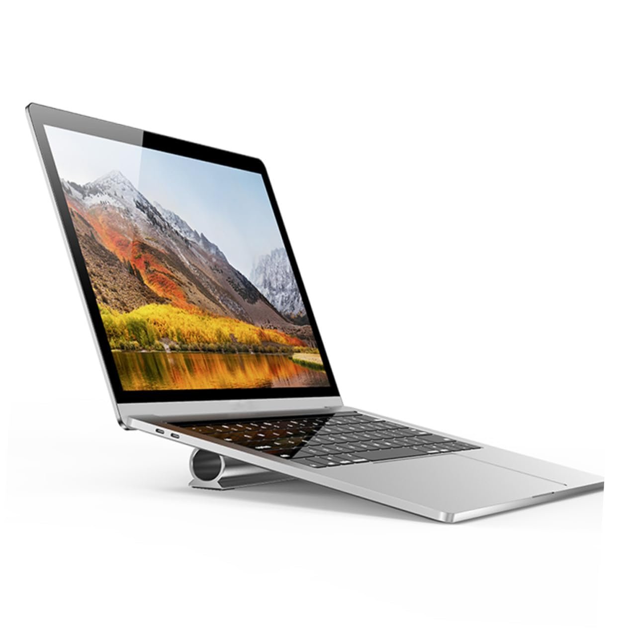 Подставка для ноутбука алюминиевая с нескользящей накладкой, органайзером для кабелей, приподнятая подставка для ноутбуков, улучшенная циркуляция воздуха, устойчивая к царапинам, компактная и портативная Серебристая, фото №9