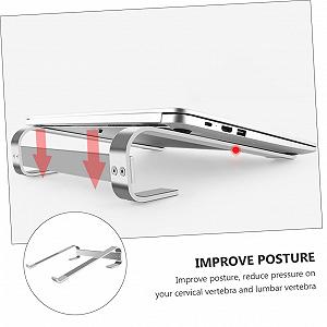 Подставка для ноутбука алюминиевая с нескользящей поверхностью Эргономичный дизайн для лучшего комфорта сидения Оптимизированная вентиляция для быстрого рассеивания тепла Портативная и стабильная для домашнего офиса synthetic.ua - Фото 1