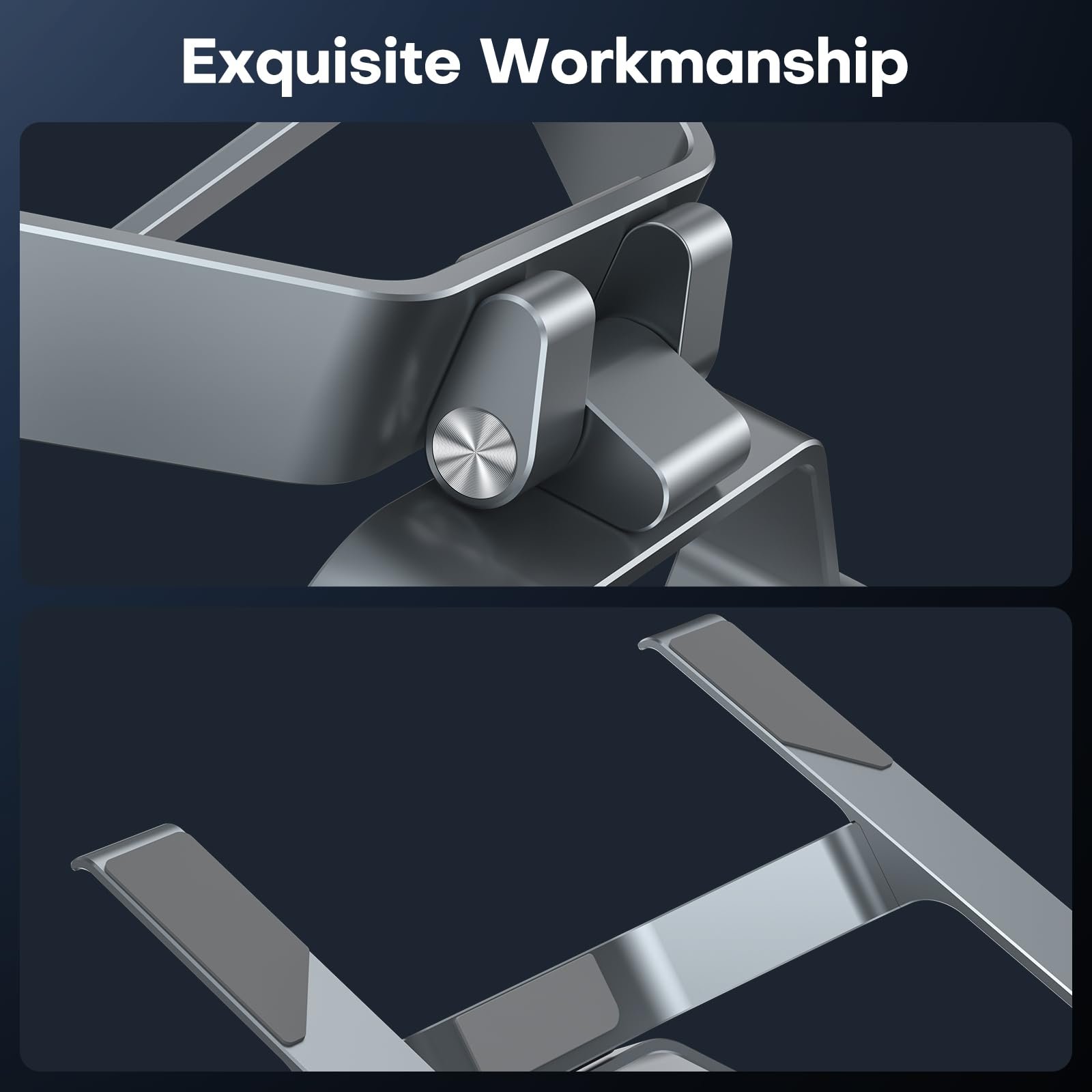 Подставка для ноутбука OMOTON Алюминиевая Регулируемая с вентиляцией Эргономичная Отсоединяемая Совместима с MacBook и всеми ноутбуками (12-17.3 дюймов), фото №6