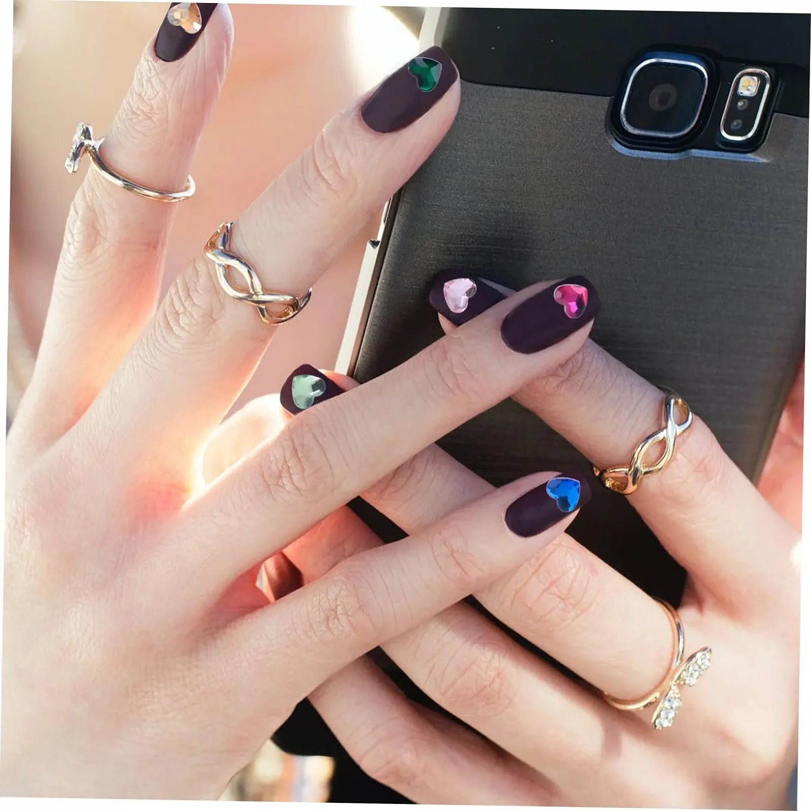 Стрази Прикраса для нігтів Серцеподібні WOONEKY 50 шт. Різнокольорові, фото №8