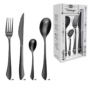 Купити Набір столових приборів Amefa INSTINCT на 4 особи, 16 предметів, PVD покриття, чорний матовий, нержавіюча сталь 18/0 матова - Фото 1 Набір столових приборів Amefa INSTINCT на 4 особи, 16 предметів, PVD покриття, чорний матовий, нержавіюча сталь 18/0 матова - Фото 1