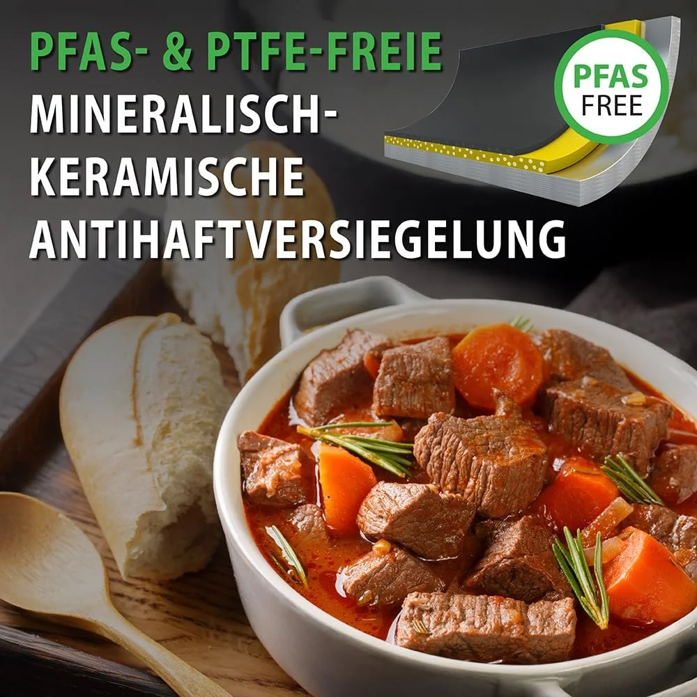 Каструля-сотейник ELO 32 cm литий алюміній антипригарна з кришкою Чорна, фото №3