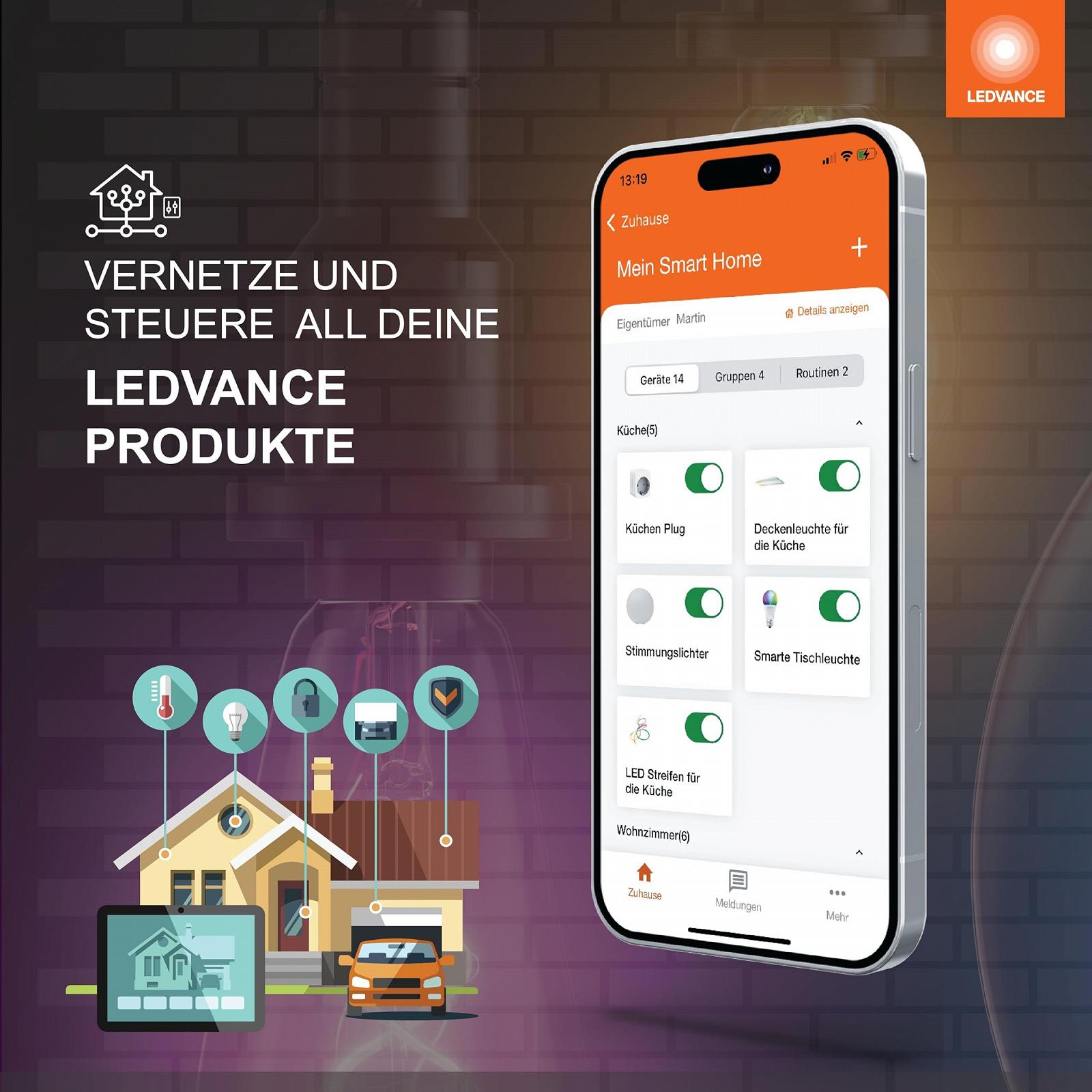 Гірлянда LEDVANCE SMART+ Outdoor WiFi, 4.5 Вт, 240 лм, чорний, теплий білий (3000K) та RGB, фото №7