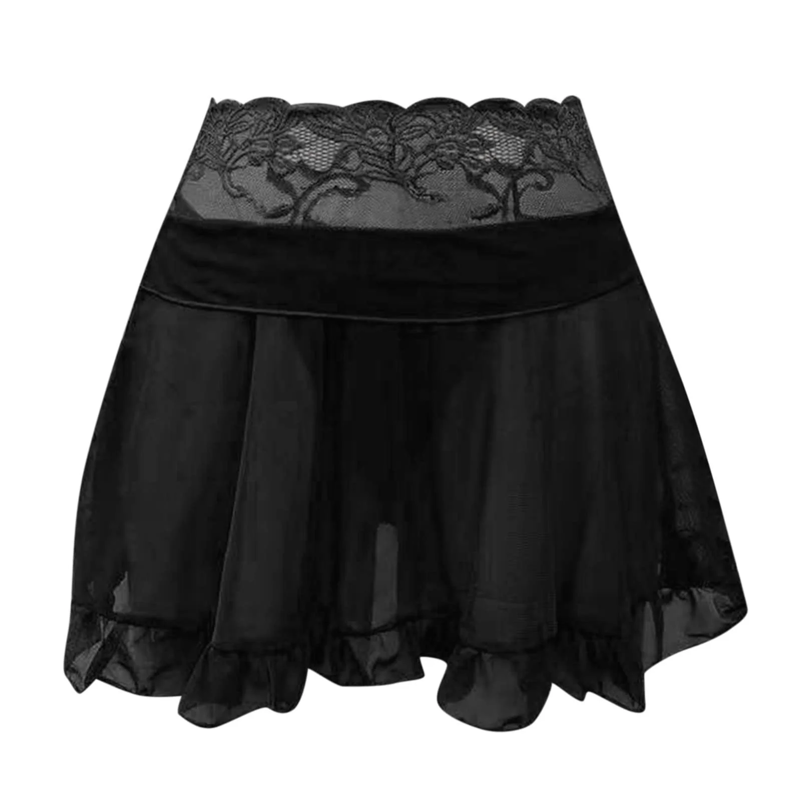 Юбка Briskorry мини прозрачная с блестками, черная, фото №6