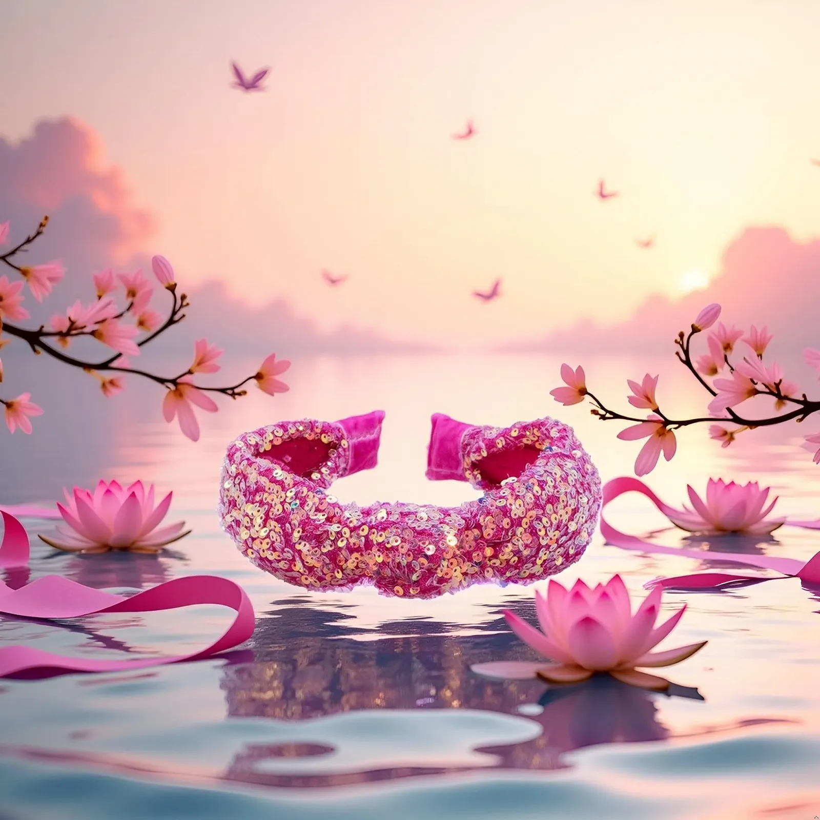 Обруч Рожевий Блискучий для Дівчат та Жінок, фото №2